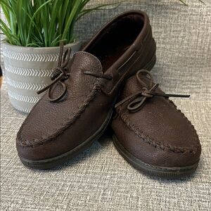 Minnetonka Dark Brown Leather Moccasin Slip-Ons